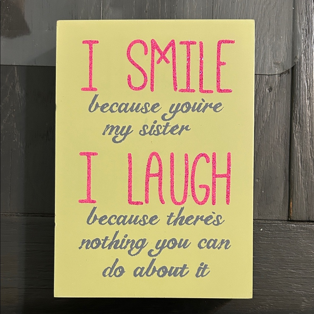 Yellow and Pink Sister Quote Wall Art